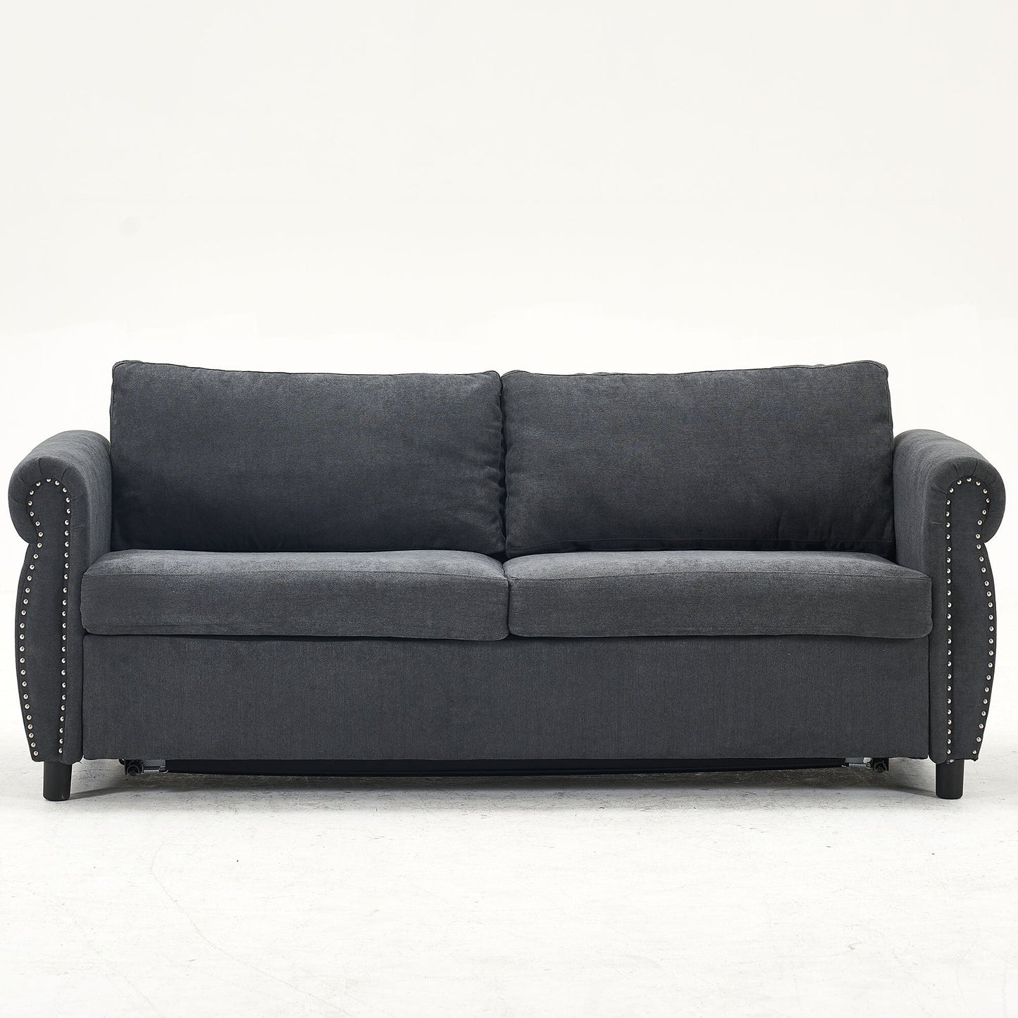 Muumblus Queen Size Sleeper Couch Bed with Memory Foam Mattress, 2-in-1 Convertible Pull Out Sofa Beds for Living Room, Bedroom, Dark Gray