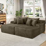 Muumblus 83" Oversized Double Chaise Lounge Chair Indoor, Modern Boneless Plush Corduroy Upholstered Modural Sectional Sleeper Cloud Couch for Living Room Apartment, Brown