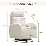 Muumblus Teddy Swivel Glider Rocking Chair for Baby Nursery, Indoor, White