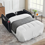 Muumblus Pull Out Sofa Bed with Phone Stand, USB Port, 3-in-1 Convertible Futon Sofa Bed, Loveseat Sleeper for Living Room/Apratment, Black Velvet