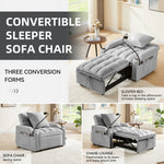 Muumblus Sleeper Sofa Chair Bed with Swivel Phone Stand, Cup Holders, 3-in-1 Convertible Pull Out Sofa Bed for Living Room, Gray Velvet