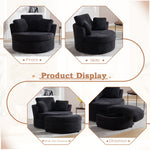 Muumblus Chenille Swivel Accent Chair Barrel Chair, Oversized Comfy Armchair with Pillows, Modern Leisure Sofa Chair for Living Room Bedroom, Black
