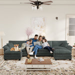 Muumblus Modular Sectional Sofa with 2 Ottoman, Oversize U-Shape Couch for Living Room, Modern Corduroy Sleeper Couches and Sofas Sectional, Gray