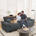 Muumblus 80.5" Corduroy Loveseat Sofa, Oversized Upholstered 2-Seater Fluffy Cloud Sleeper Couch for Living Room/Apt, Gray