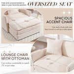 Muumblus Oversized Lounge Chair with Ottoman, Cloud Accent Armchair for Living Room, Beige Chenille