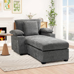 Muumblus Living Room Chair with Ottoman, USB & Storage Arms, Cozy Indoor Lounge Chair, Gray Chenille
