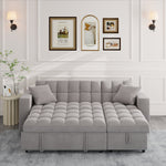 Muumblus 84" Queen Size Convertible Sectional Sleeper Sofa with Storage, Adjustable Backrest, Reversible L-Shaped Pull Out Couch Bed for Living Room, Guest Room, Gray Velvet