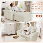 Muumblus Oversized Accent Chair with Ottoman, 48" Indoor Chaise Lounge Cloud Sofa Reading Armchair for Modern Living Room, Bedroom, Beige Corduroy