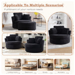 Muumblus Chenille Swivel Accent Chair Barrel Chair, Oversized Comfy Armchair with Pillows, Modern Leisure Sofa Chair for Living Room Bedroom, Black