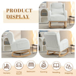 Muumblus Nursery Rocking Chair, Wingback Glider Rocker, Indoor Uphlostered Rocking Chair, Ivory Teddy