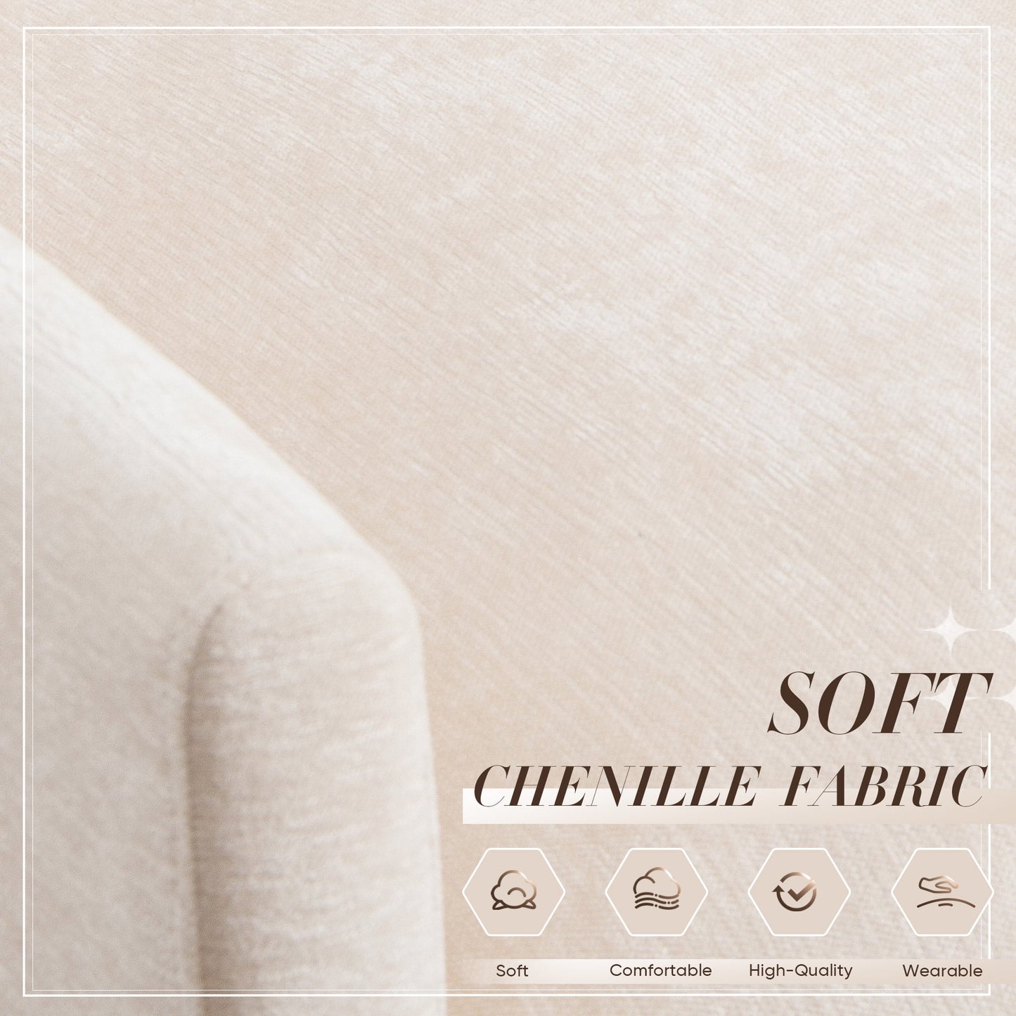 Muumblus Oversized Lounge Chair with Ottoman, Cloud Accent Armchair for Living Room, Beige Chenille
