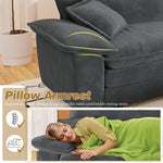 Muumblus 80.5" Corduroy Loveseat Sofa, Oversized Upholstered 2-Seater Fluffy Cloud Sleeper Couch for Living Room/Apt, Gray