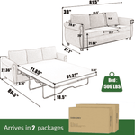 Muumblus Queen Size Pull Out Sofa Bed, 2-in-1 Convertible Sleeper Couches with Memory Foam Mattress, 3 Seat Sleeper Couch Beds for Living Room, Dark Gray
