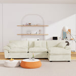 Muumblus Modular Sectional Sofa with Ottoman, Oversized L-Shaped Corduroy Couch for Living Room