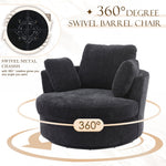 Muumblus Large Swivel Chair, Modern Oversize Accent Barrel Chair Comfy Round Armchair for Living Room, Black