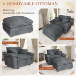 Muumblus Oversized Accent Chair with Ottoman, 48" Indoor Chaise Lounge Cloud Sofa Reading Armchair for Modern Living Room, Bedroom, Gray Corduroy
