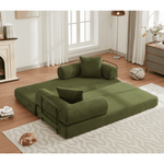 Muumblus Convertible Futon Floor Sofa Bed, Comfy Foldable Sleeper Cloud Couch for Living Room, Bedroom, Green Corduroy