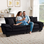 Muumblus 80"L Corduroy Deep Seat Sofa, Upholstered 3-Seater Sleeper Couch for Living Room, Black