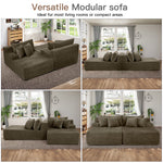Muumblus 83" Oversized Double Chaise Lounge Chair Indoor, Modern Boneless Plush Corduroy Upholstered Modural Sectional Sleeper Cloud Couch for Living Room Apartment, Brown