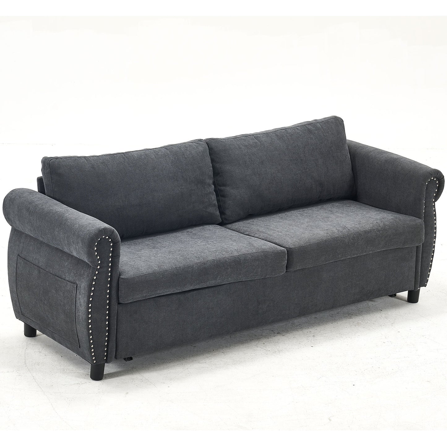 Muumblus Queen Size Sleeper Couch Bed with Memory Foam Mattress, 2-in-1 Convertible Pull Out Sofa Beds for Living Room, Bedroom, Dark Gray
