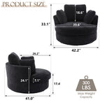 Muumblus Large Swivel Chair, Modern Oversize Accent Barrel Chair Comfy Round Armchair for Living Room, Black