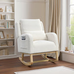 Muumblus Teddy Glider Rocking Chair for Baby Nursery, High Back, Indoor, Ivory