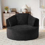 Muumblus 48.8" Oversized Accent Barrel Chair, Fluffy Round Lazy Sofa Chair for Adults, No Assembly Required, Black Corduroy
