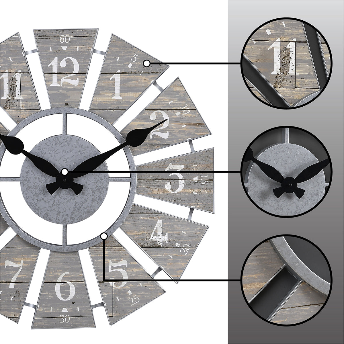 Numeral Farmhouse Windmill Clock