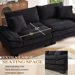 Muumblus 80"L Corduroy Deep Seat Sofa, Upholstered 3-Seater Sleeper Couch for Living Room, Black