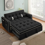 Muumblus 55" Pull Out Sofa Bed Convertible Loveseats Sleeper Modern Velvet Futon Couch Beds for Living Room, Apartment, Black