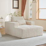 Muumblus Oversized Indoor Chaise Lounge, No Assembly Required, Cozy Corduroy Sleeper Sofa Bed, Beige