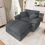 Muumblus Oversized Accent Chair with Ottoman, 48" Indoor Chaise Lounge Cloud Sofa Reading Armchair for Modern Living Room, Bedroom, Gray Corduroy