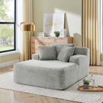 Muumblus Oversized Chaise Lounge Chair, No Assembly Required, Cozy Corduroy Sofa Bed for Living Room, Gray