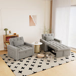 Muumblus Sleeper Sofa Chair Bed, 3-in-1 Convertible Sofa Chair, Modern Adult Velvet Chaise Lounge for Living Room, Gray