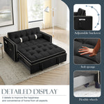 Muumblus 55" Pull Out Sofa Bed Convertible Loveseats Sleeper Modern Velvet Futon Couch Beds for Living Room, Apartment, Black