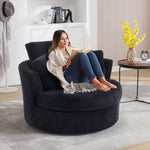 Muumblus Chenille Swivel Accent Chair Barrel Chair, Oversized Comfy Armchair with Pillows, Modern Leisure Sofa Chair for Living Room Bedroom, Black