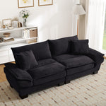 Muumblus 80"L Corduroy Deep Seat Sofa, Upholstered 3-Seater Sleeper Couch for Living Room, Black