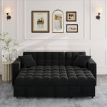 Muumblus 84" Queen Size Convertible Sectional Sleeper Sofa with Storage, Adjustable Backrest, Reversible L-Shaped Pull Out Couch Bed for Living Room, Guest Room, Black Velvet
