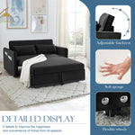 Muumblus 55" Pull Out Sofa Bed, Convertible Sleeper Loveseat with USB Ports, Modern Velvet Small Love Seat Futon Sofa for Living Room, Adjsutable Backrest, Black