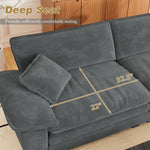 Muumblus Comfy Modular Sectional Sofa with 2 Ottoman, Deep Seat 80.5" Modern Oversized Corduroy Cloud Couch, Fluffy Deep Seat Chaise Lounge Sleeper Sofa for Living Room Apartment, Gray