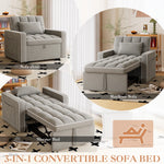 Muumblus Sleeper Sofa Chair Bed, 3-in-1 Convertible Sofa Chair, Modern Adult Velvet Chaise Lounge for Living Room, Gray