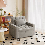 Muumblus Sleeper Sofa Chair Bed, 3-in-1 Convertible Sofa Chair, Modern Adult Velvet Chaise Lounge for Living Room, Gray