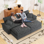 Muumblus Comfy Modular Sectional Sofa with 2 Ottoman, Deep Seat 80.5" Modern Oversized Corduroy Cloud Couch, Fluffy Deep Seat Chaise Lounge Sleeper Sofa for Living Room Apartment, Gray