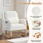Muumblus Teddy Glider Rocking Chair for Baby Nursery, High Back, Indoor, Ivory