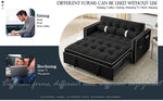 Muumblus Small Foldable Loveseat, 2 Seater Convertible Futon Sofa Bed, Adjustable Backrest, Velvet Couch, Black