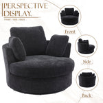 Muumblus Large Swivel Chair, Modern Oversize Accent Barrel Chair Comfy Round Armchair for Living Room, Black