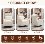 Muumblus Teddy Swivel Glider Rocking Chair for Baby Nursery, Indoor, White