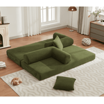 Muumblus Convertible Futon Floor Sofa Bed, Comfy Foldable Sleeper Cloud Couch for Living Room, Bedroom, Green Corduroy