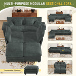 Muumblus Modular Sectional Sofa with 2 Ottoman, Oversize U-Shape Couch for Living Room, Modern Corduroy Sleeper Couches and Sofas Sectional, Gray