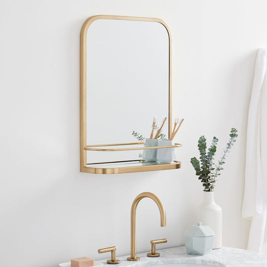 Glitzhome 28"D Deluxe Golden Octagonal Metal Glass Wall Mirror - 28"